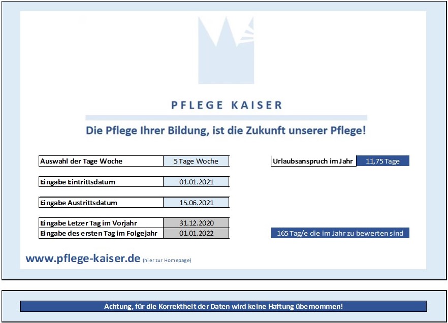 Resturlaubsberechnung